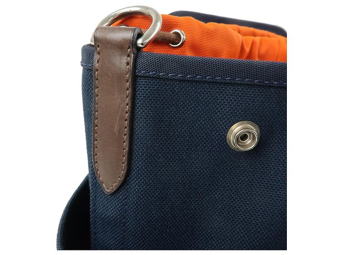 Hermès HERMES Sac de Pansage Groom Canvas 2Way Tote Hand Bag Navy Brown - vista 6