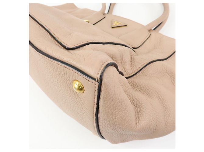 Borsa Tote e Borsa a Tracolla in Pelle PRADA con Logo Triangolare Rosa Beige - vista 11