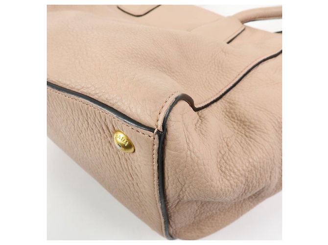 Borsa Tote e Borsa a Tracolla in Pelle PRADA con Logo Triangolare Rosa Beige - vista 13