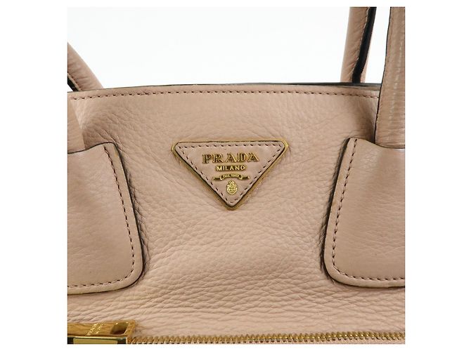 Borsa Tote e Borsa a Tracolla in Pelle PRADA con Logo Triangolare Rosa Beige - vista 17