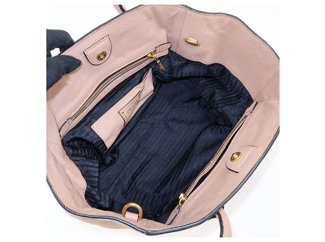 Borsa Tote e Borsa a Tracolla in Pelle PRADA con Logo Triangolare Rosa Beige - vista 19