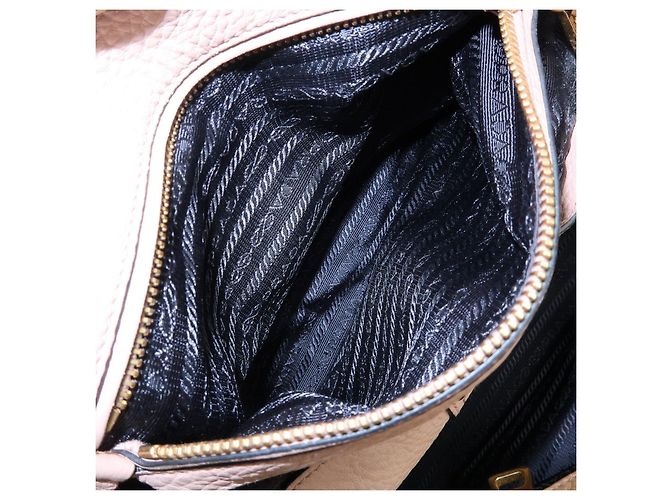 Borsa Tote e Borsa a Tracolla in Pelle PRADA con Logo Triangolare Rosa Beige - vista 20