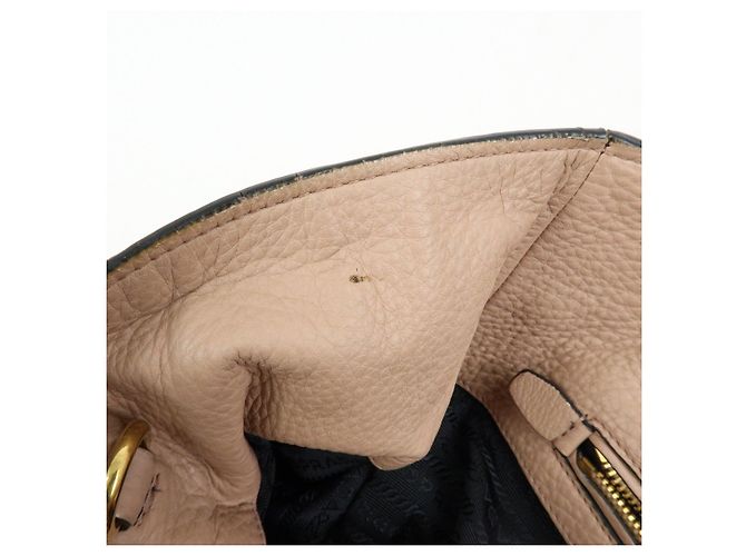 Borsa Tote e Borsa a Tracolla in Pelle PRADA con Logo Triangolare Rosa Beige - vista 21