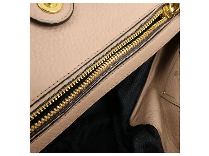 Borsa Tote e Borsa a Tracolla in Pelle PRADA con Logo Triangolare Rosa Beige - vista 23