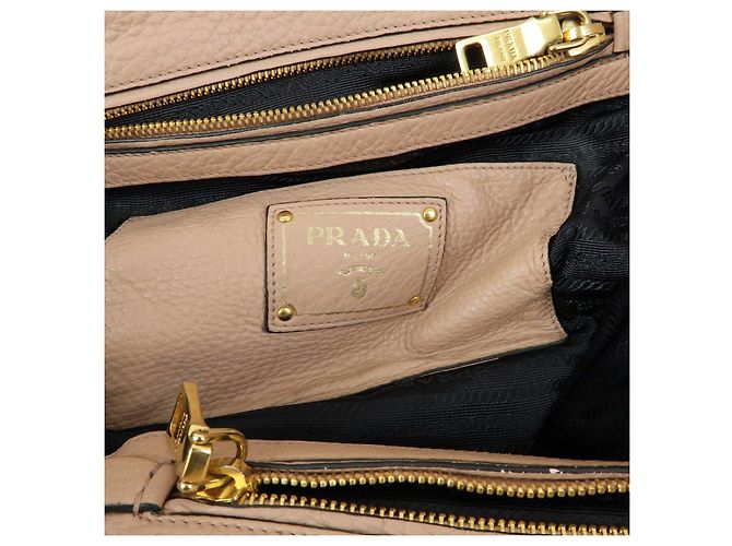 Borsa Tote e Borsa a Tracolla in Pelle PRADA con Logo Triangolare Rosa Beige - vista 24