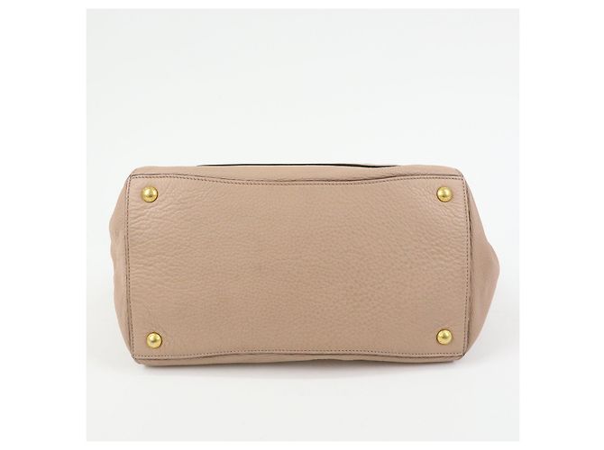 Borsa Tote e Borsa a Tracolla in Pelle PRADA con Logo Triangolare Rosa Beige - vista 5