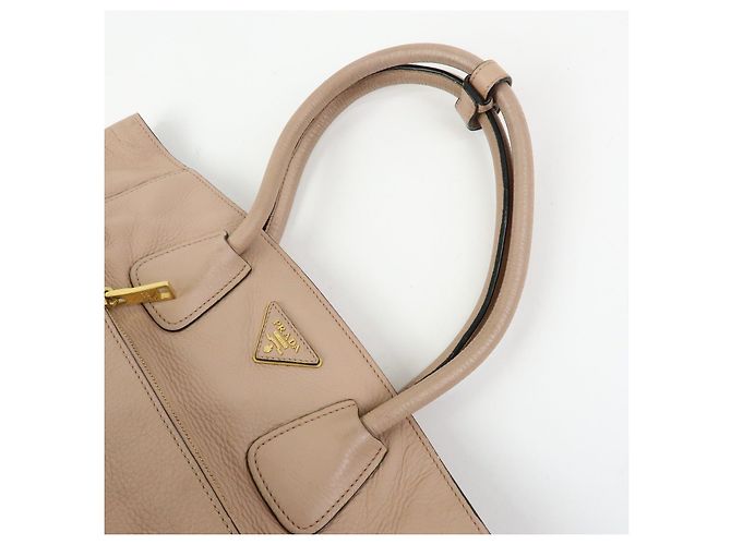 Borsa Tote e Borsa a Tracolla in Pelle PRADA con Logo Triangolare Rosa Beige - vista 7