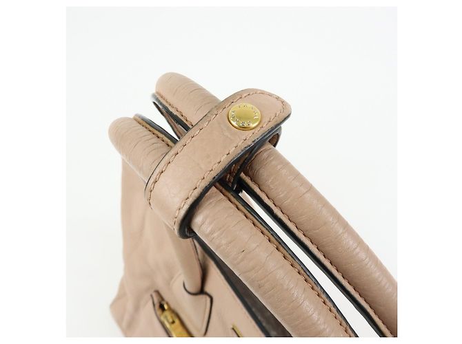 Borsa Tote e Borsa a Tracolla in Pelle PRADA con Logo Triangolare Rosa Beige - vista 8