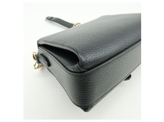 Borsa a tracolla in pelle con catena e logo Interlocking G GUCCI Nera 607720 - vista 11