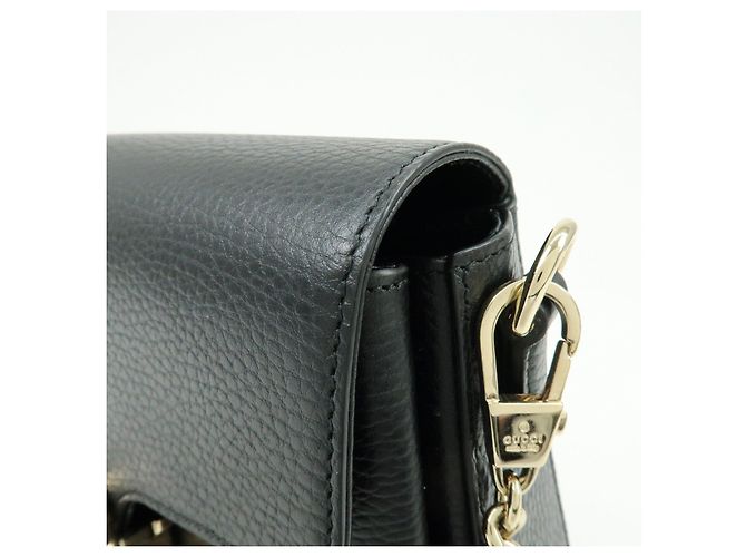 Borsa a tracolla in pelle con catena e logo Interlocking G GUCCI Nera 607720 - vista 14