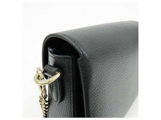 Borsa a tracolla in pelle con catena e logo Interlocking G GUCCI Nera 607720 - vista 15