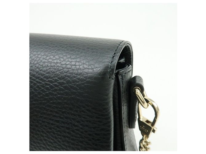 Borsa a tracolla in pelle con catena e logo Interlocking G GUCCI Nera 607720 - vista 16