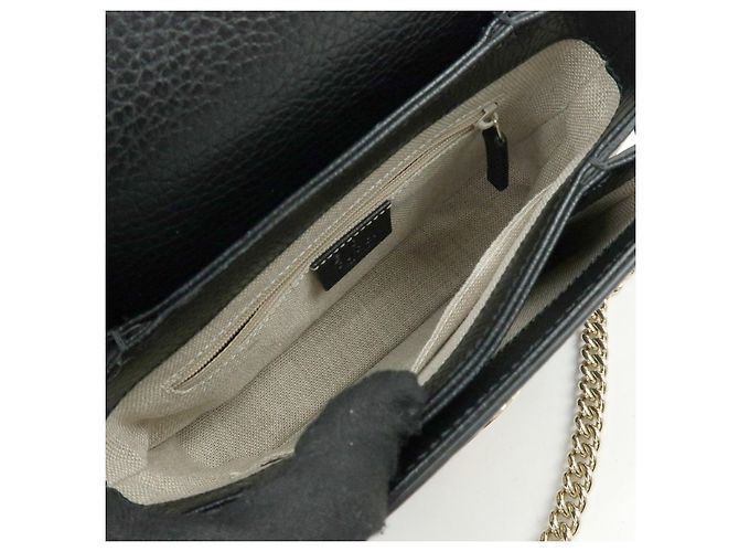 Borsa a tracolla in pelle con catena e logo Interlocking G GUCCI Nera 607720 - vista 18