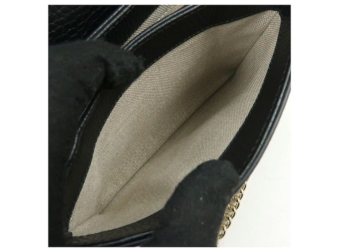 Borsa a tracolla in pelle con catena e logo Interlocking G GUCCI Nera 607720 - vista 20