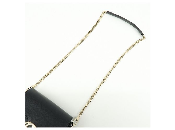 Borsa a tracolla in pelle con catena e logo Interlocking G GUCCI Nera 607720 - vista 6