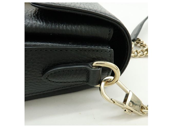 Borsa a tracolla in pelle con catena e logo Interlocking G GUCCI Nera 607720 - vista 8