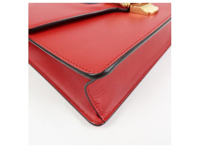 Borsa a tracolla in pelle GUCCI Sylvie Sherry Fiocco Rosso Rosso 421882 - vista 12