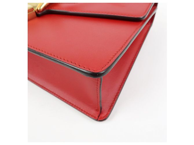 Borsa a tracolla in pelle GUCCI Sylvie Sherry Fiocco Rosso Rosso 421882 - vista 13