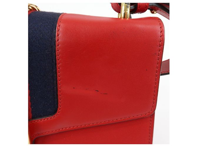 Borsa a tracolla in pelle GUCCI Sylvie Sherry Fiocco Rosso Rosso 421882 - vista 16