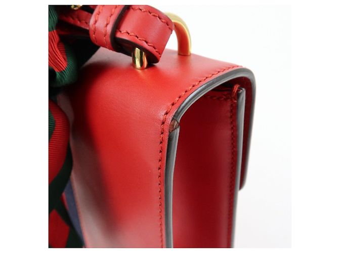 Borsa a tracolla in pelle GUCCI Sylvie Sherry Fiocco Rosso Rosso 421882 - vista 18