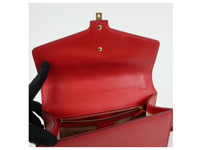 Borsa a tracolla in pelle GUCCI Sylvie Sherry Fiocco Rosso Rosso 421882 - vista 20