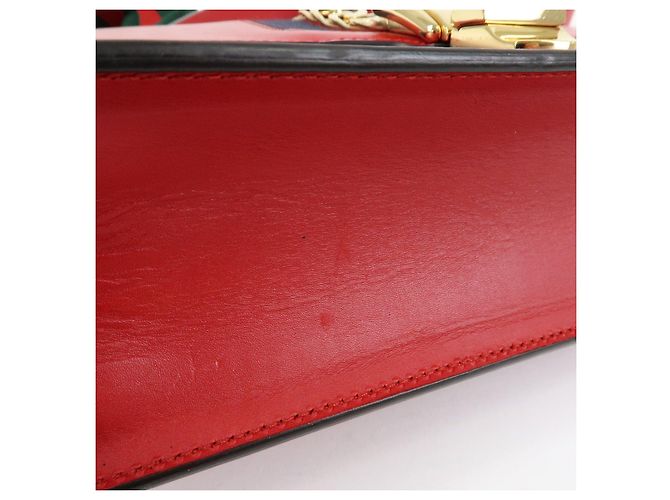 Borsa a tracolla in pelle GUCCI Sylvie Sherry Fiocco Rosso Rosso 421882 - vista 6