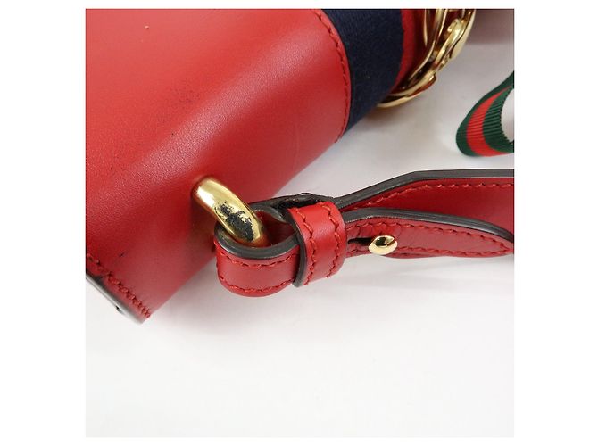 Borsa a tracolla in pelle GUCCI Sylvie Sherry Fiocco Rosso Rosso 421882 - vista 9