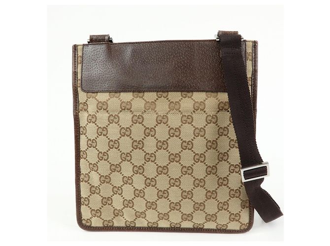 Borsa a Tracolla GUCCI GG Canvas Leather Beige Brown 27639 - vista 2