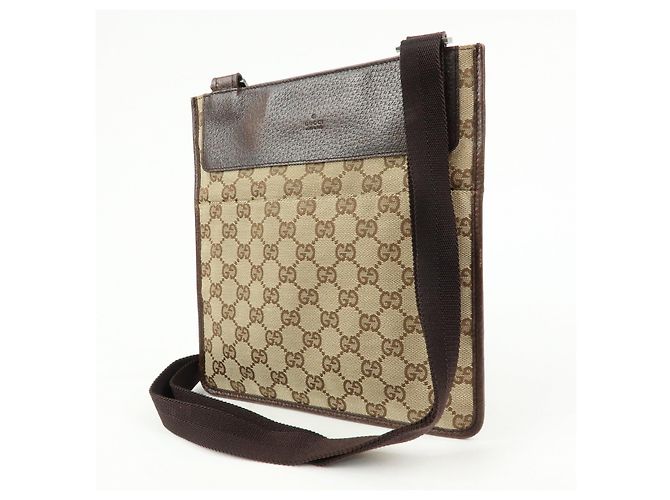 Borsa a Tracolla GUCCI GG Canvas Leather Beige Brown 27639 - vista 3