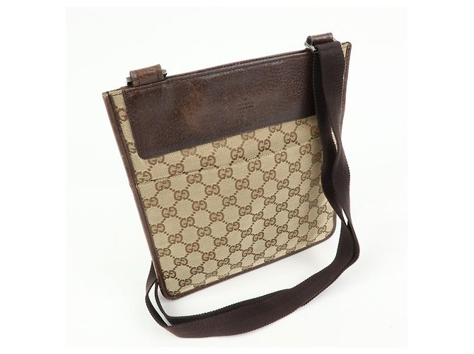 Borsa a Tracolla GUCCI GG Canvas Leather Beige Brown 27639 - vista 4