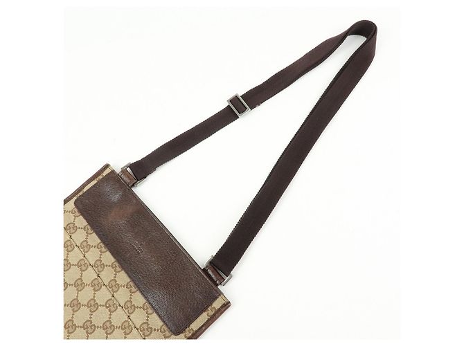 Borsa a Tracolla GUCCI GG Canvas Leather Beige Brown 27639 - vista 6