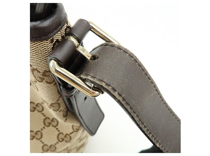 Borsa a tracolla GUCCI GG Canvas Leather Beige Dark Brown 388930 - vista 11