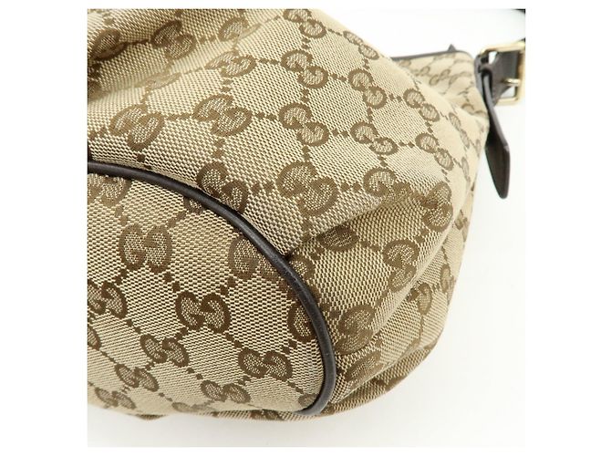 Borsa a tracolla GUCCI GG Canvas Leather Beige Dark Brown 388930 - vista 13