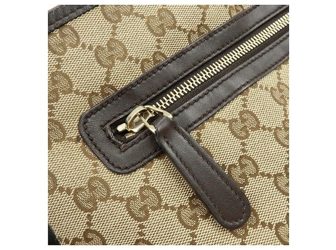 Borsa a tracolla GUCCI GG Canvas Leather Beige Dark Brown 388930 - vista 18
