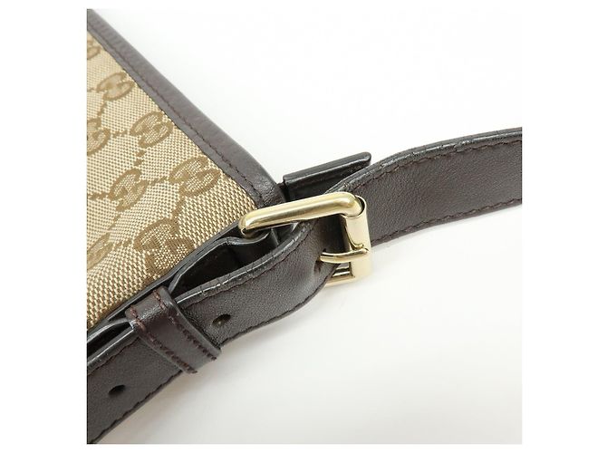 Borsa a tracolla GUCCI GG Canvas Leather Beige Dark Brown 388930 - vista 9