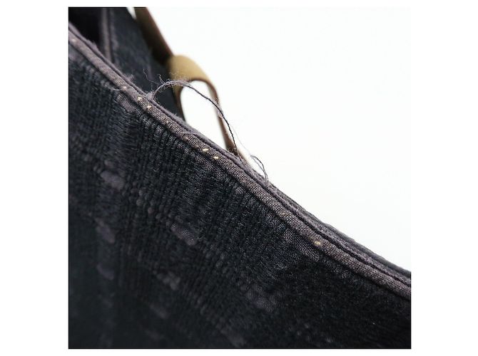 Hermès HERMES Amedaba Cabas de Poche Borsa Tote in Tela di Cotone e Pelle Nera - vista 14