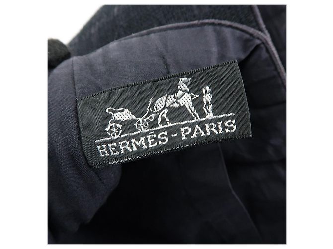Hermès HERMES Amedaba Cabas de Poche Borsa Tote in Tela di Cotone e Pelle Nera - vista 19