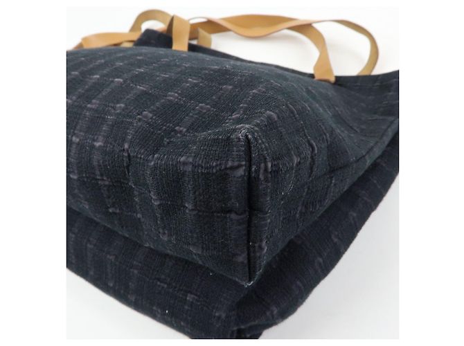 Hermès HERMES Amedaba Cabas de Poche Borsa Tote in Tela di Cotone e Pelle Nera - vista 9