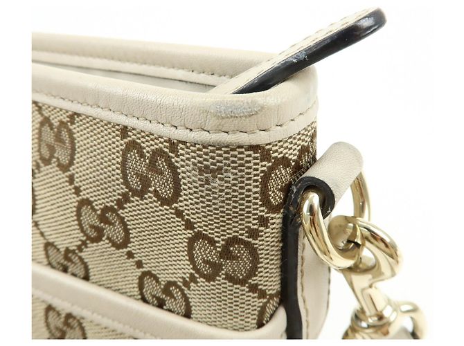Borsa a Tracolla GUCCI GG Canvas Leather Beige White 388924 - vista 15