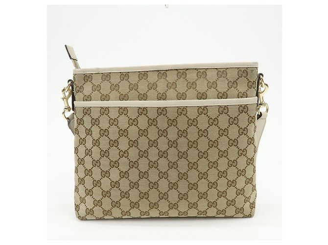 Borsa a Tracolla GUCCI GG Canvas Leather Beige White 388924 - vista 2