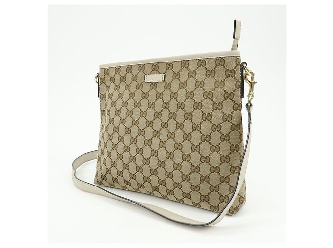 Borsa a Tracolla GUCCI GG Canvas Leather Beige White 388924 - vista 3