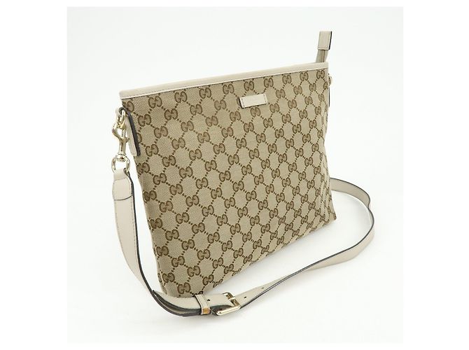 Borsa a Tracolla GUCCI GG Canvas Leather Beige White 388924 - vista 4