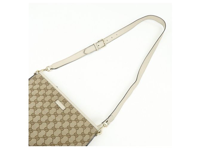 Borsa a Tracolla GUCCI GG Canvas Leather Beige White 388924 - vista 6