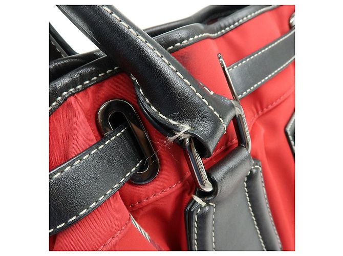 Borsa Tote BURBERRY Blue Label Nova Plaid in nylon e pelle Rosso Nero - vista 10