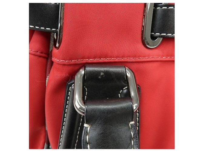 Borsa Tote BURBERRY Blue Label Nova Plaid in nylon e pelle Rosso Nero - vista 11