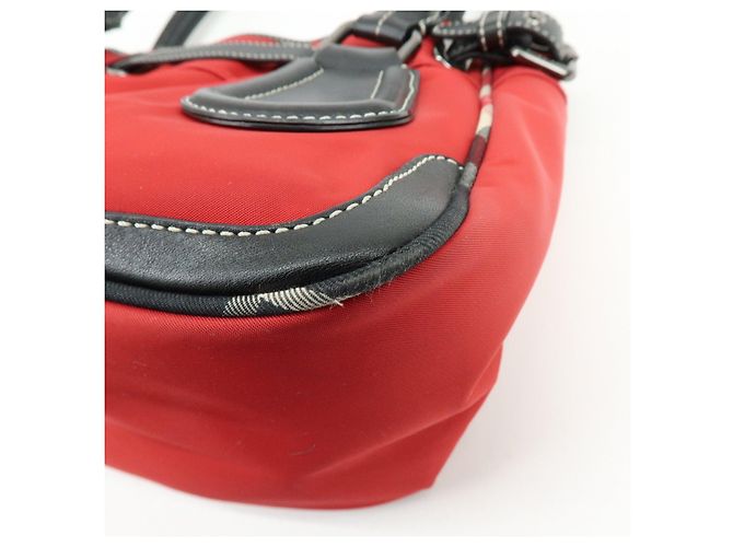 Borsa Tote BURBERRY Blue Label Nova Plaid in nylon e pelle Rosso Nero - vista 13