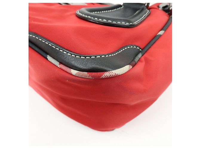 Borsa Tote BURBERRY Blue Label Nova Plaid in nylon e pelle Rosso Nero - vista 15