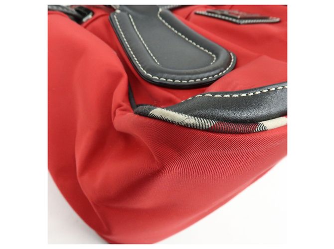 Borsa Tote BURBERRY Blue Label Nova Plaid in nylon e pelle Rosso Nero - vista 16