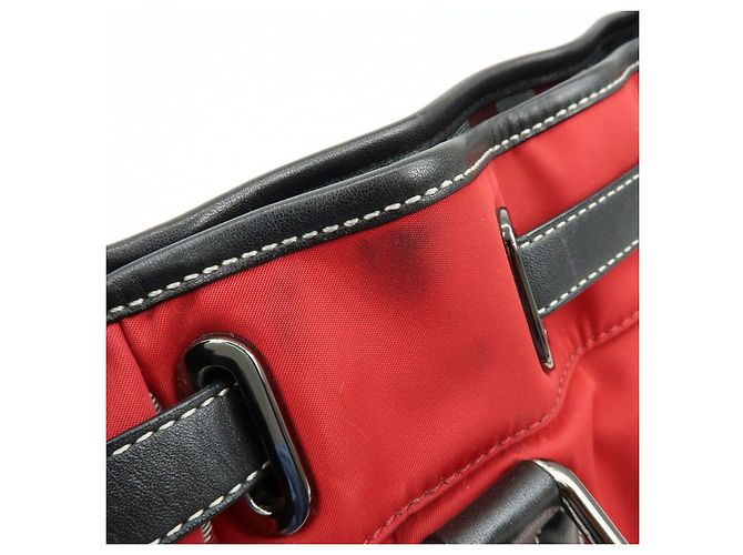 Borsa Tote BURBERRY Blue Label Nova Plaid in nylon e pelle Rosso Nero - vista 19