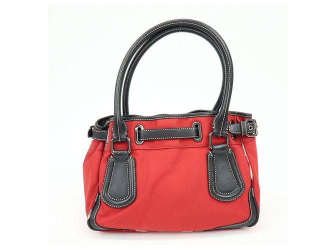 Borsa Tote BURBERRY Blue Label Nova Plaid in nylon e pelle Rosso Nero - vista 2